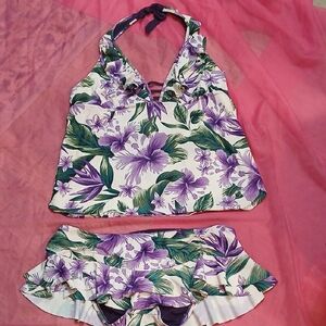 a.n.a Purple and Green Floral Bikini Set